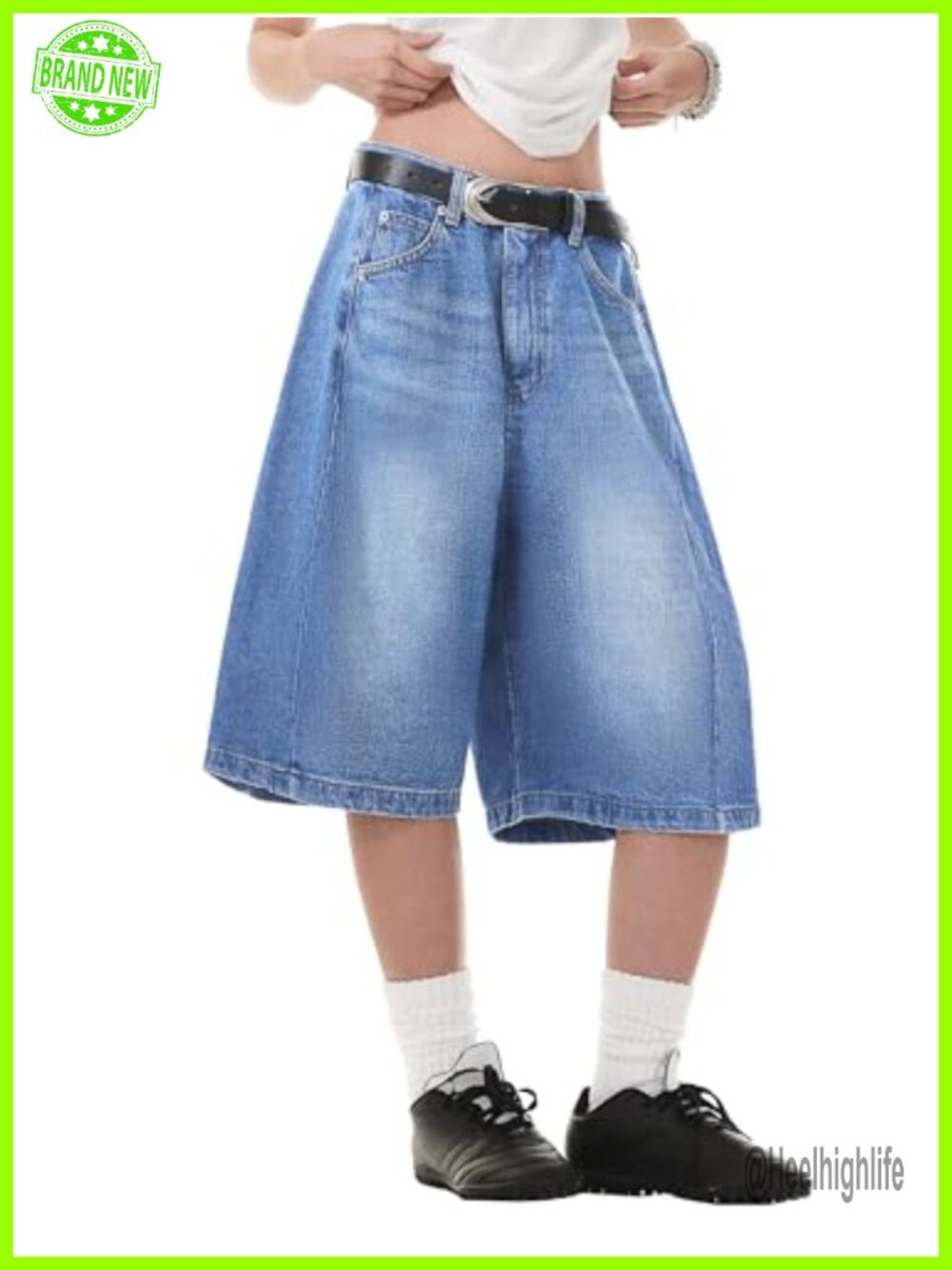 Baggy High Waisted Wide Leg Bermuda Denim Shorts Y2K